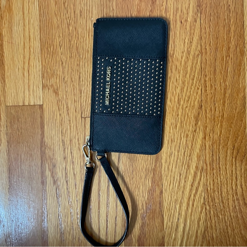 Michael Kors Black and Gold Wristlet